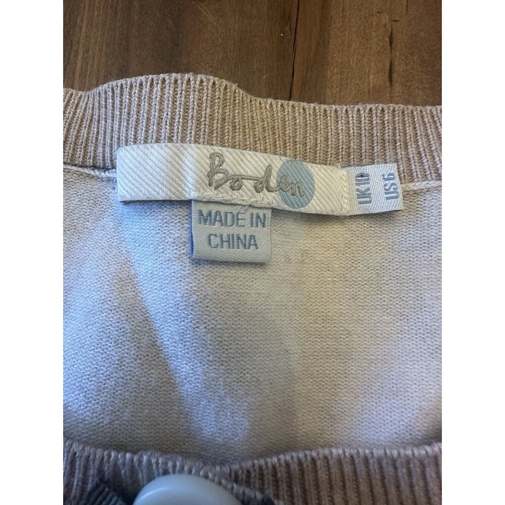 Boden Tan Brown Cream Animal Print Button Front Cardigan Sweater Size 6 Edgy - Picture 3 of 14